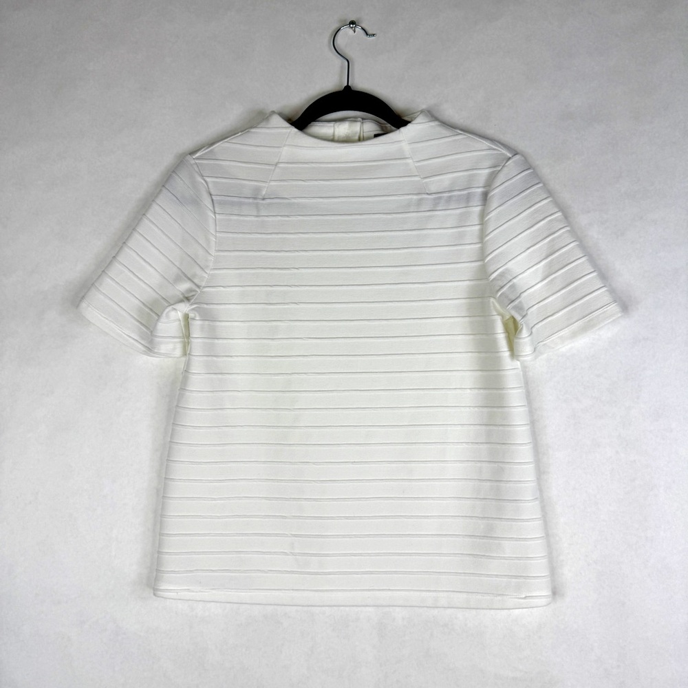 Anthropologie White Textured Short-Sleeve Top